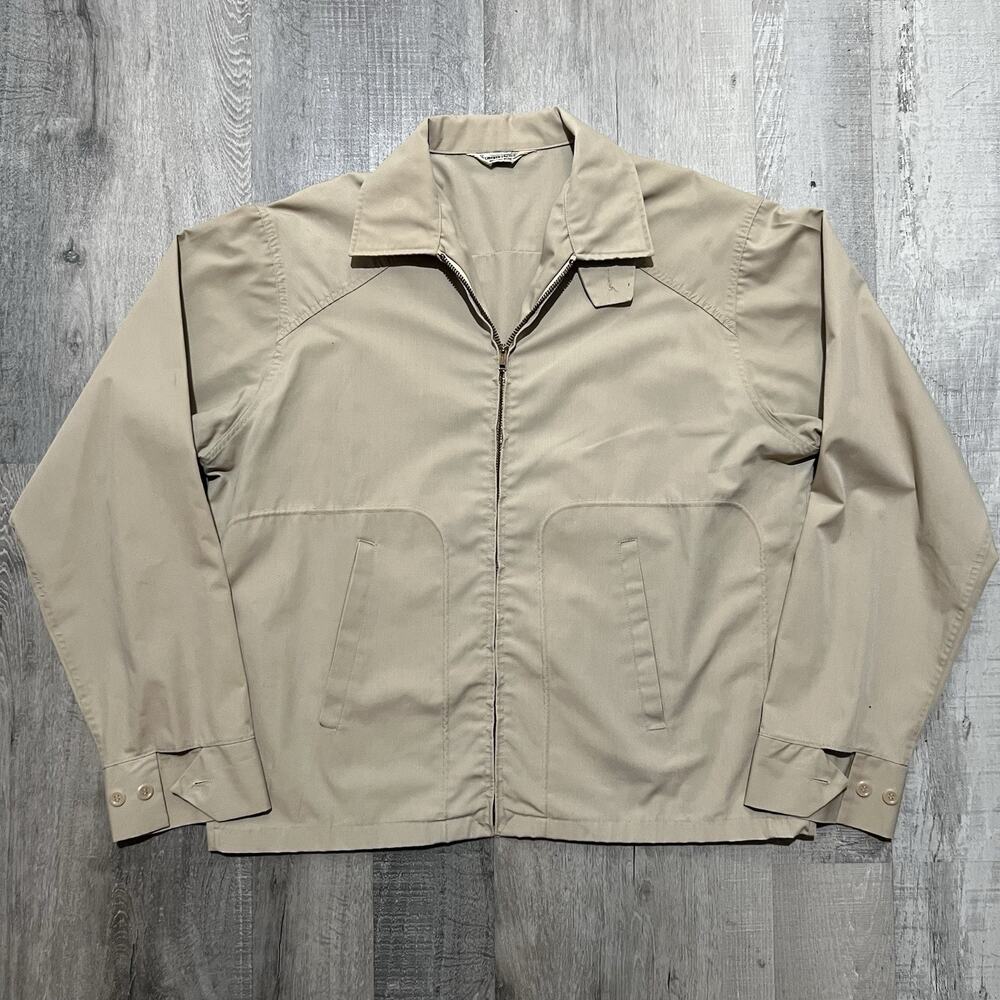 Vintage 60s Combed Cotton Jacket Dacron Workwear USA Bomber Tan Harrington Sz 40